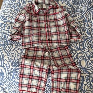 Janie and Jack Red and White Plaid Pajama Set